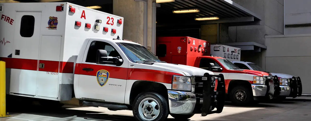 Ambulance parked at hospital emergency room