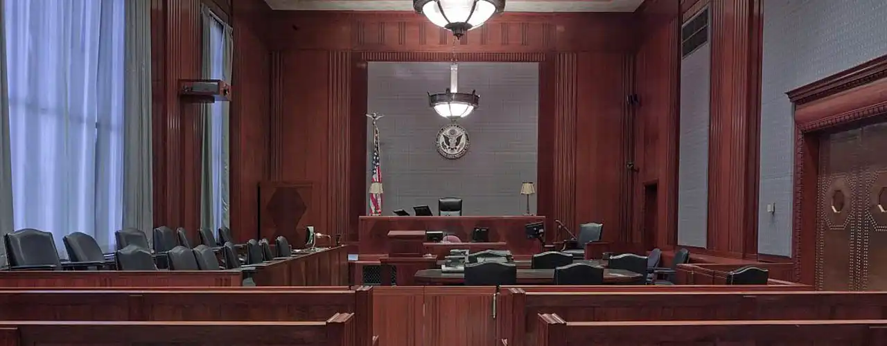 Empty Courtroom Showing Judge's Bench