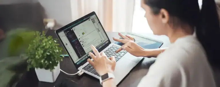 Woman using a laptop computer