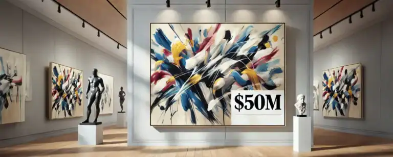 Colorful oil painting worth $50 Million hanging in an art museum