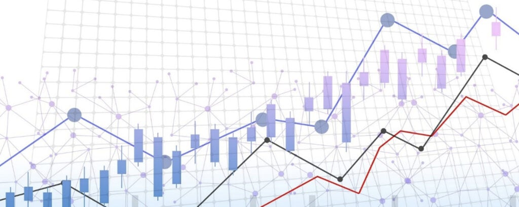 A chart showing upward trending lines with standard deviations.